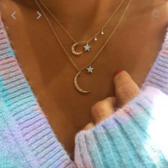 Meira T 14K Rose Gold Diamond Moon Star Necklace - Picture 15 of 15